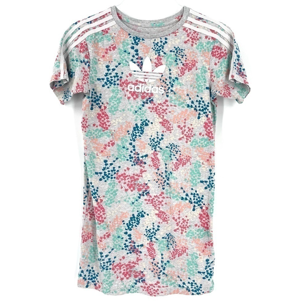Adidas FLW Multicolor Floral Short Sleeve Athletic Lounge T Short Dress - Picture 2 of 7